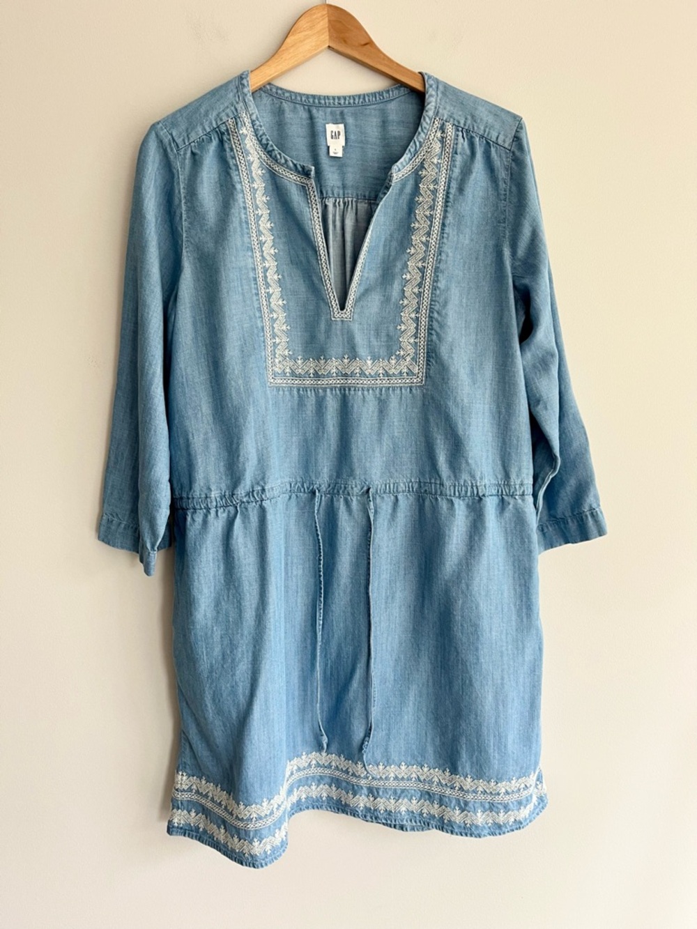 GAP Light Blue Embroidered Chambray Tunic Dress Large